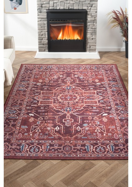 Konfor Antico 2353 Pamuk Tabanlı Yıkanabilir Otantik Vintage Klasik Eskitme Halı140x200