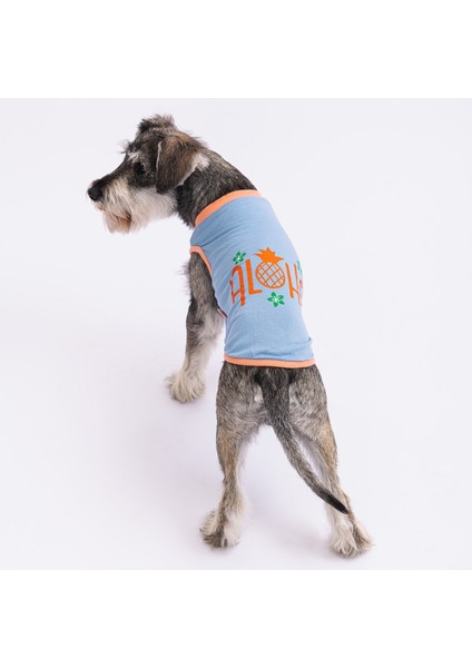 Mavi Aloha Kedi Köpek Tişörtü - Kedi Köpek Kıyafeti Large