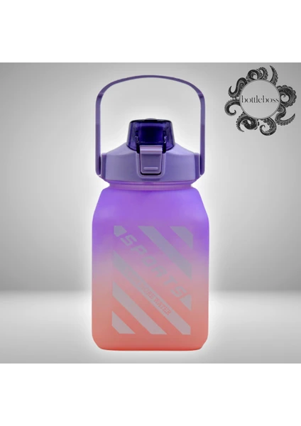 Bottle Boss Bottleboss Kare Spor Model Taşıma Askılı Pipetli Motivasyon Matarası 1,5 Litre Sticker Hediyeli