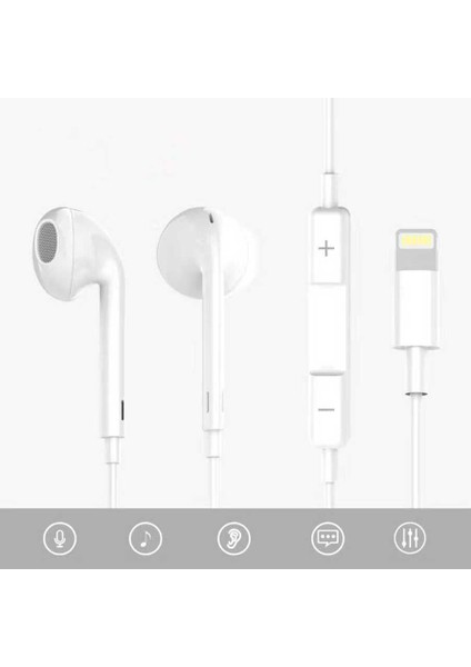 Iphone Girişli Kablolu Kulaklık Güçlü Bass ve Hi-Fi Kaliteli Ses (Tak Çalıştır Lightning Kulaklık)