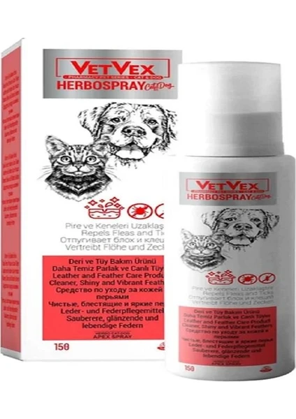 Vetvex Kedi ve Köpek Pire ve Keneleri Uzaklaştıran Deri ve Tüy Bakım Spreyi 150 ml