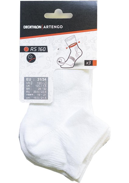 Artengo Çocuk Tenis Çorabı - Orta Boy Konçlu - 3 Çift - Lacivert / Beyaz - Rs160 indirimleri