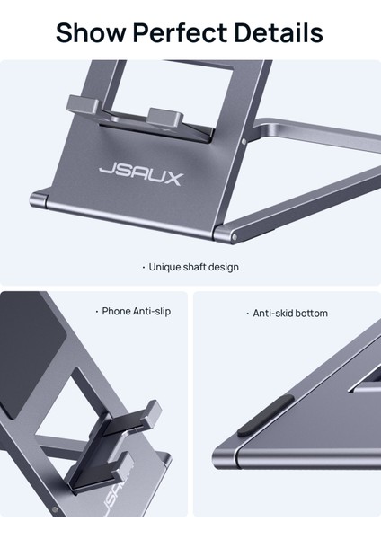 Ayarlanabilir Telefon ve Tablet Tutucu Katlanabilir Telefon Standı Mini , iPhone 15 Pro max 14 13 12 11 Pro Max Uyumlu Tablet Telefon Standı SP0112 Gri