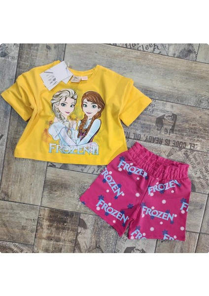 Kız Çocuk Frozen Elsa Şortlu Alt Üst Takım