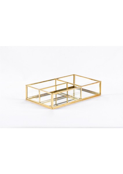 Esadesign Cam Gold Üç Bölmeli Takı Nişan Çikolata Aksesuar Kutusu