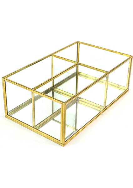 Esadesign Xl Üç Bölmeli Gold Mücevher Aksesuar Kutusu