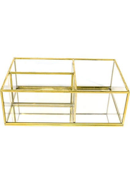 Esadesign Xl Üç Bölmeli Gold Mücevher Aksesuar Kutusu