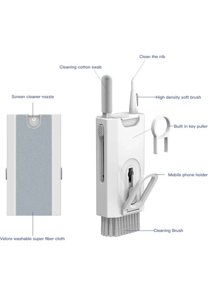 7'si 1 Arada Çok Fonksiyonlu Klavye Kulaklık Telefon Bilgisayar Monitör Için Temizleme Kiti