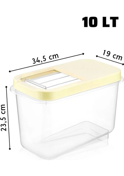 2 Adet 10 Lt Kolay Kayar Kapaklı Multibox Erzak Bakliyat Vs. Saklama Kabı Krem