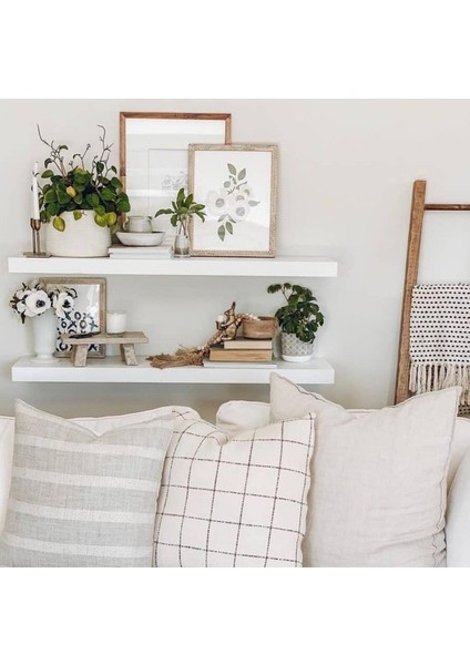 90X20 Cm, 2 Li Beyaz Uçan Raf, Duvar Rafı, Kitaplık, Dekor Düzenliyici, 30 mm Kalınlığında Suntalam Raf modelleri