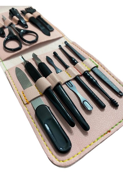Pembe Deri Çantalı 12 Parça Manikür Pedikür Seti fiyatları