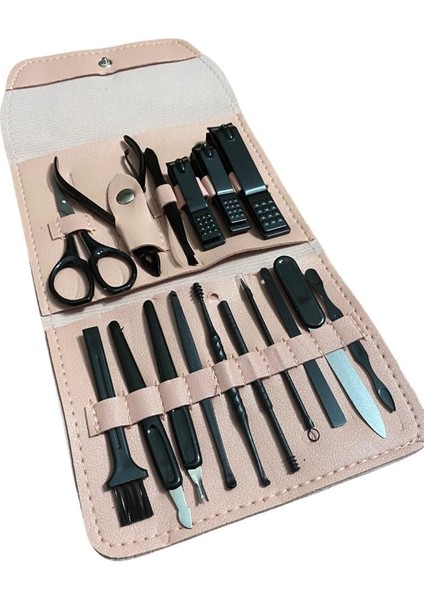 Pembe Deri Çantalı 16 Parça Manikür Pedikür Seti indirimleri