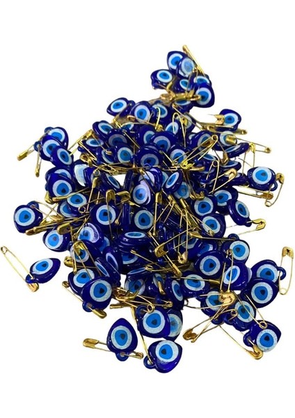 Iğneli Figür Nazar Boncuğu - Sarı Çengelli Iğneli Mika Figür Nazar Boncuğu - 20 Adet