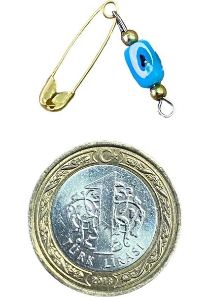 Iğneli Figür Nazar Boncuğu - Sarı Çengelli Iğneli Mika Figür Nazar Boncuğu - 20 Adet indirimleri