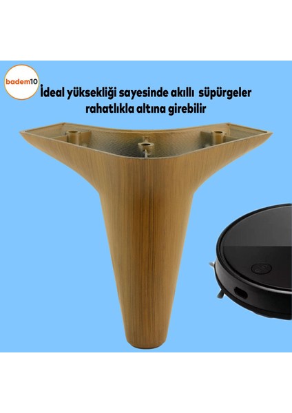 Aspen Lüks Mobilya Kanepe Koltuk Tv Ünitesi Baza Ayağı Ayakları 12 Cm Koyu Kahverengi 4 Adet