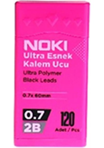 Kalem Ucu Ultra Esnek 0.7mm 2b Siyah 120'LI Pembe 1 Adet 0,7 Uç 120LI Tüp Esnek Yumuşak Yazım 0.7X60MM