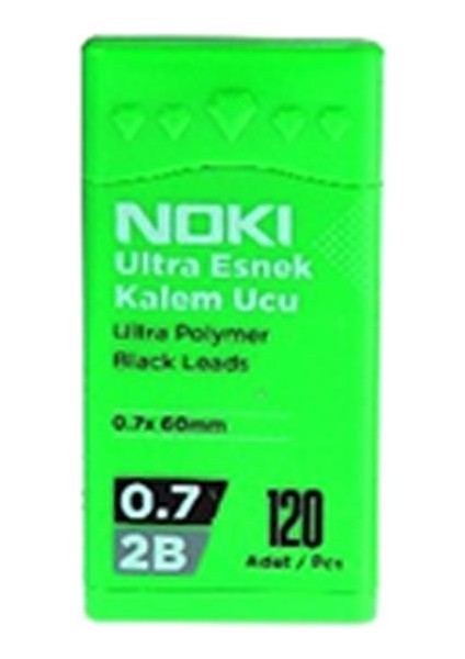 Kalem Ucu Ultra Esnek 0.7mm 2b Siyah 120'LI Yeşil 1 Adet 0,7 Uç 120LI Tüp Esnek Yumuşak Yazım 0.7X60MM