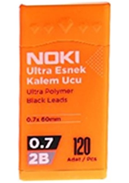 Kalem Ucu Ultra Esnek 0.7mm 2b Siyah 120'LI Turuncu 1 Adet 0,7 Uç 120LI Tüp Esnek Yumuşak Yazım 0.7X60MM