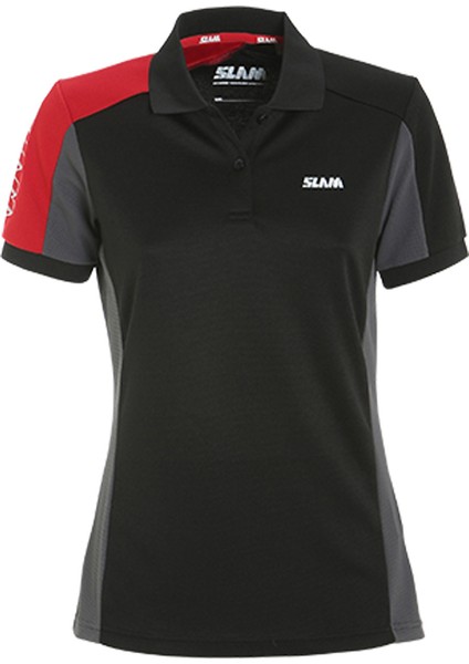 Siyah - Gri - Kırmızı Kadın Polo Yaka Regular Fit T-Shirt A908005S00_ACT Ws Logo Tactel
