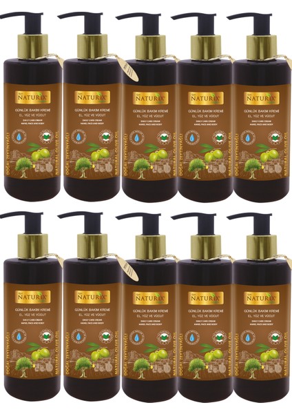 10'lu Set Zeytin Yağ Kremi - Yoğun Nemlendirici Cilt Bakım Kremi - Nemsizlik Çizgi Bakımı - 250 ml