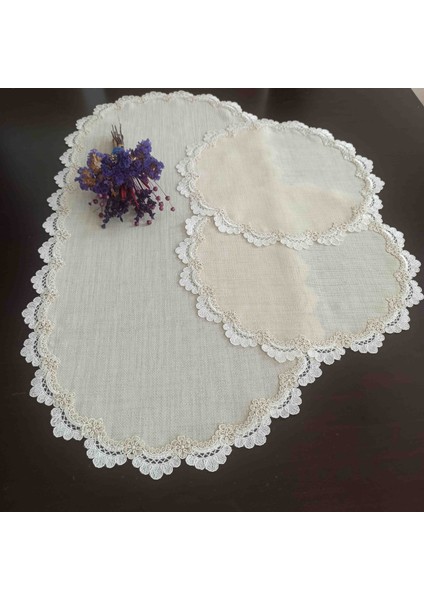 Etamin İşlemelik Linen Oda Takımı