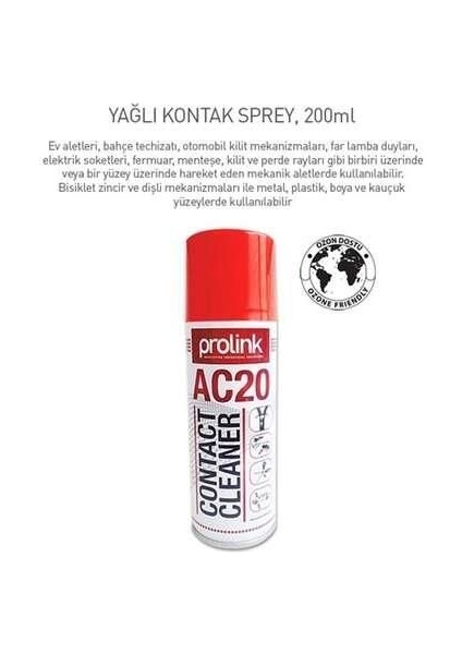 Kontak Sprey Yağlı Çeşit Prolink 200 Ml Ac20