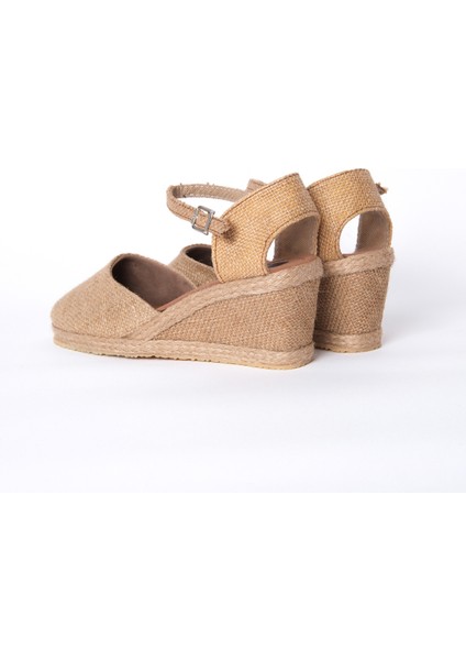 Hasır Rengi Topuğu Açık Keten Espadril Dolgu Topuk modelleri