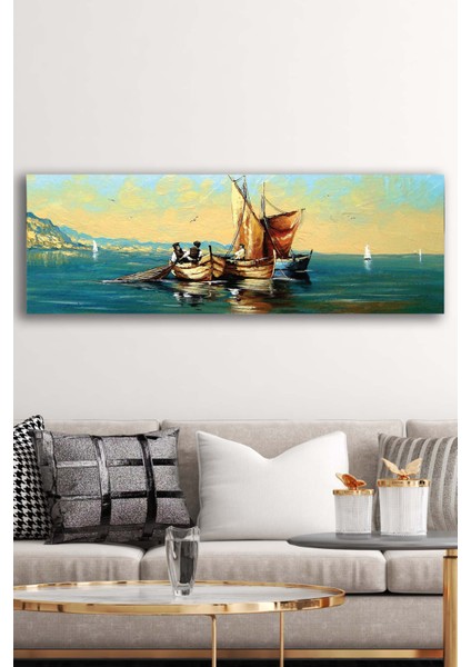 Kanvas Duvar Tablosu Baskılı Yağlıboya Deniz Yelkenli Tekneler Ev Ofis Otel Dekor Hediyelik Tablo