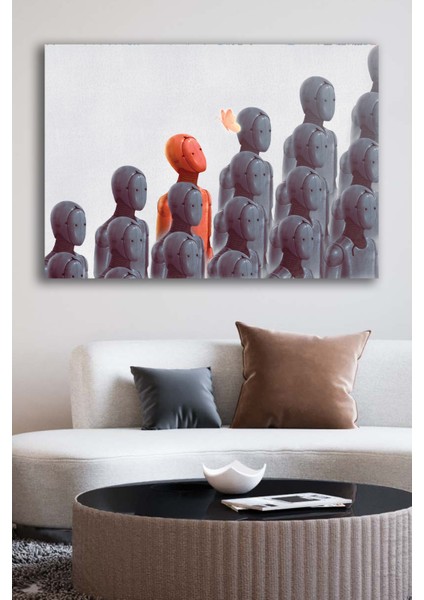 Kanvas Tablo Baskılı Dekoratif Illustrasyon Sürüye Uyma Farklı Düşün Ev Ofis Dekor Hediyelik Tablo