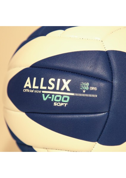 Allsix Voleybol Topu - Mavi / Beyaz - 260/280 G - 15 Yaş Ve Üzeri - V100 Soft 260