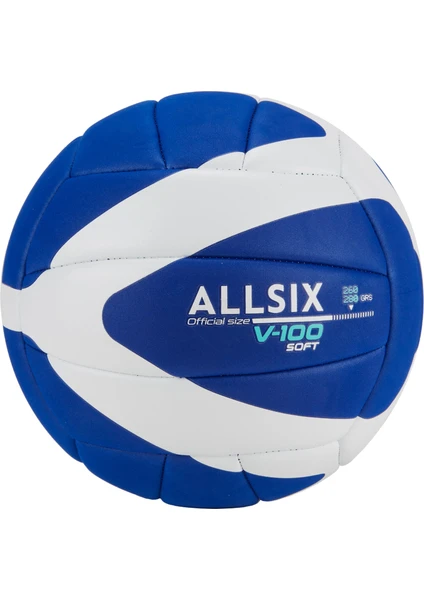 Allsix Voleybol Topu - Mavi / Beyaz - 260/280 G - 15 Yaş Ve Üzeri - V100 Soft 260