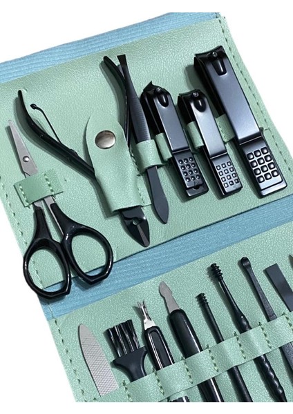 Yeşil Deri Çantalı 16 Parça Manikür Pedikür Seti fiyatları