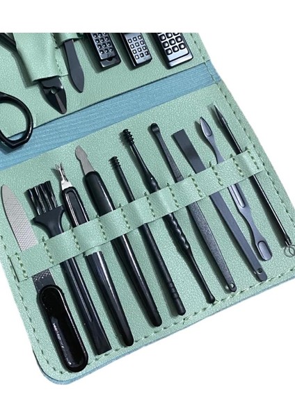 Yeşil Deri Çantalı 16 Parça Manikür Pedikür Seti modelleri