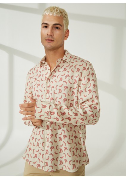 Standart Düğmeli Yaka Ekru Erkek Gömlek Mr Mood Special Edition fırsatları