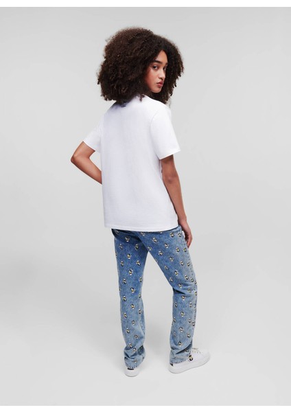 Bisiklet Yaka Baskılı Beyaz Kadın T-Shirt 231W1790 fiyatları