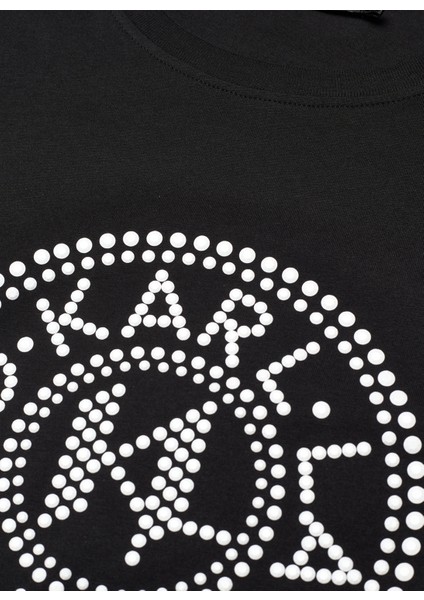 Bisiklet Yaka Baskılı Siyah Kadın T-Shirt 231W1712 modelleri
