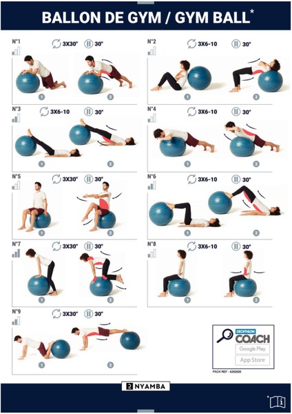 Domyos Gym/Pilates Topu - 2 / 65 Cm - M Boy - Turkuaz modelleri