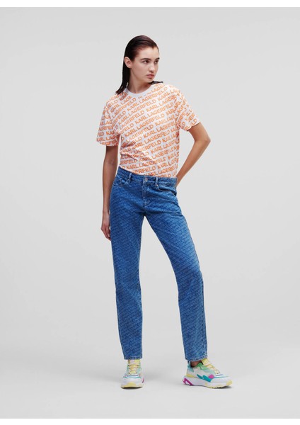 Yüksek Bel Düz Paça Normal Mavi Kadın Denim Pantolon 231W1180