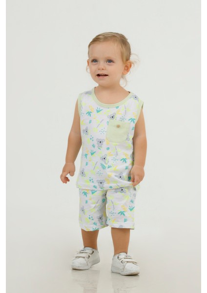 Erkek Çocuk Sevimli Desen Kolsuz Atlet Basic Şortlu Alt Üst Takım indirimleri