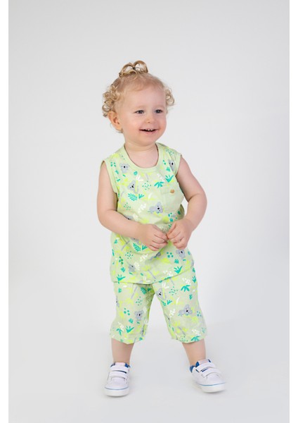 Erkek Çocuk Sevimli Desen Kolsuz Atlet Basic Şortlu Alt Üst Takım modelleri