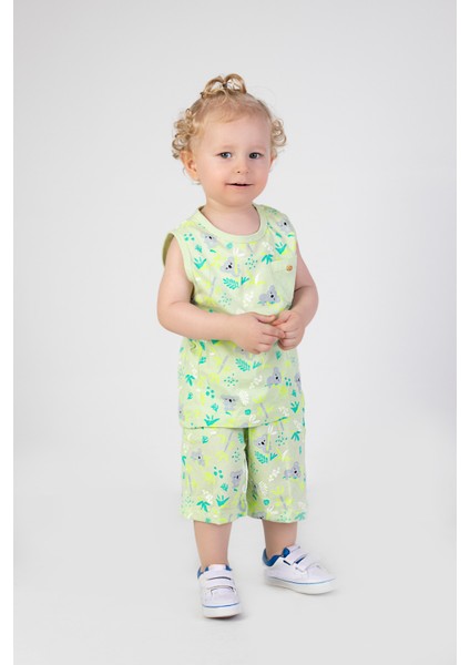 Erkek Çocuk Sevimli Desen Kolsuz Atlet Basic Şortlu Alt Üst Takım indirimleri