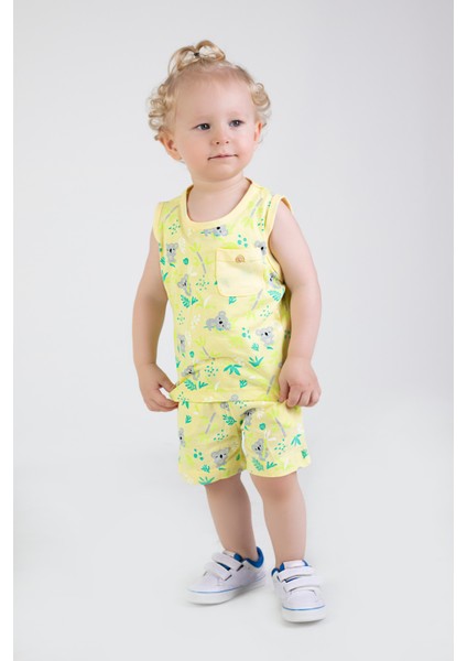 Erkek Çocuk Sevimli Desen Kolsuz Atlet Basic Şortlu Alt Üst Takım fiyatları