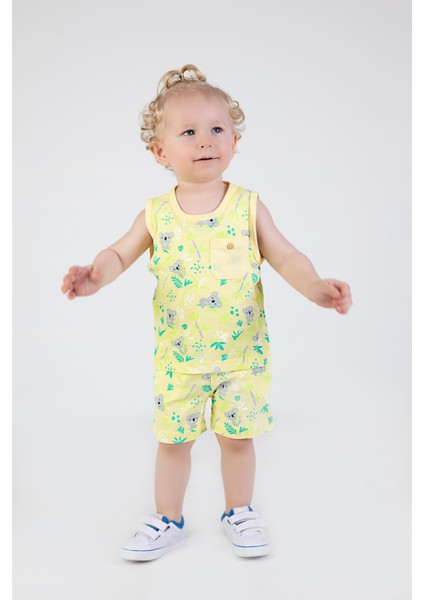 Erkek Çocuk Sevimli Desen Kolsuz Atlet Basic Şortlu Alt Üst Takım indirimleri