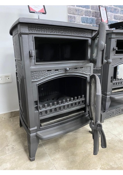 Flame Stove FS-013 Sirius Mega Tek Camlı  Kuzineli Döküm Soba