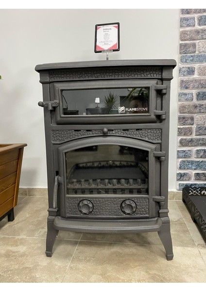 Flame Stove FS-013 Sirius Mega Tek Camlı  Kuzineli Döküm Soba