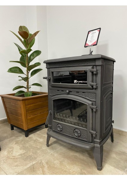 Flame Stove FS-013 Sirius Mega Tek Camlı  Kuzineli Döküm Soba