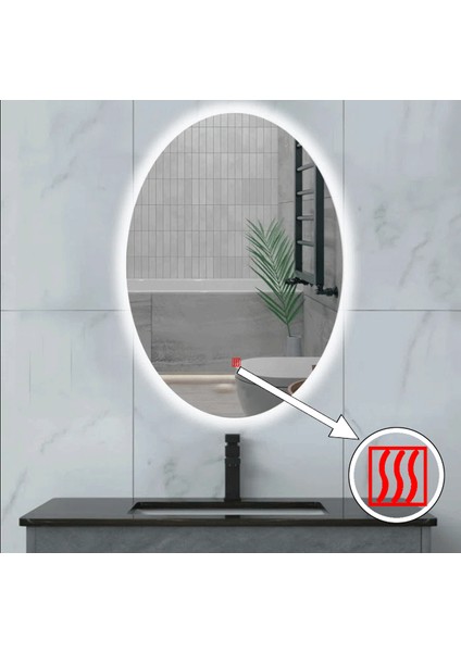 60X80 cm Buğu Çözücülü Ledli Elips Banyo Aynası fiyatları