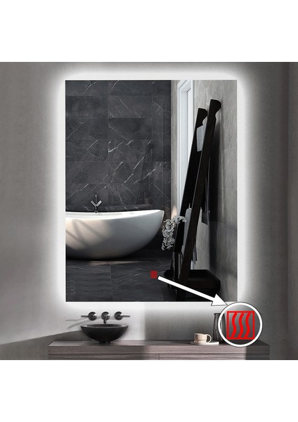 50X70 cm Buğu Çözücülü Ledli Banyo Aynası