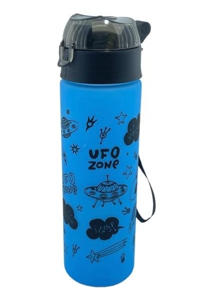 Mavi Ufo Desenli 500 ml Kilitli Matara P-8311