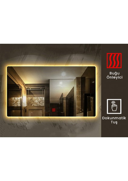 80X120 cm Buğu Çözücülü Ledli Banyo Aynası modelleri